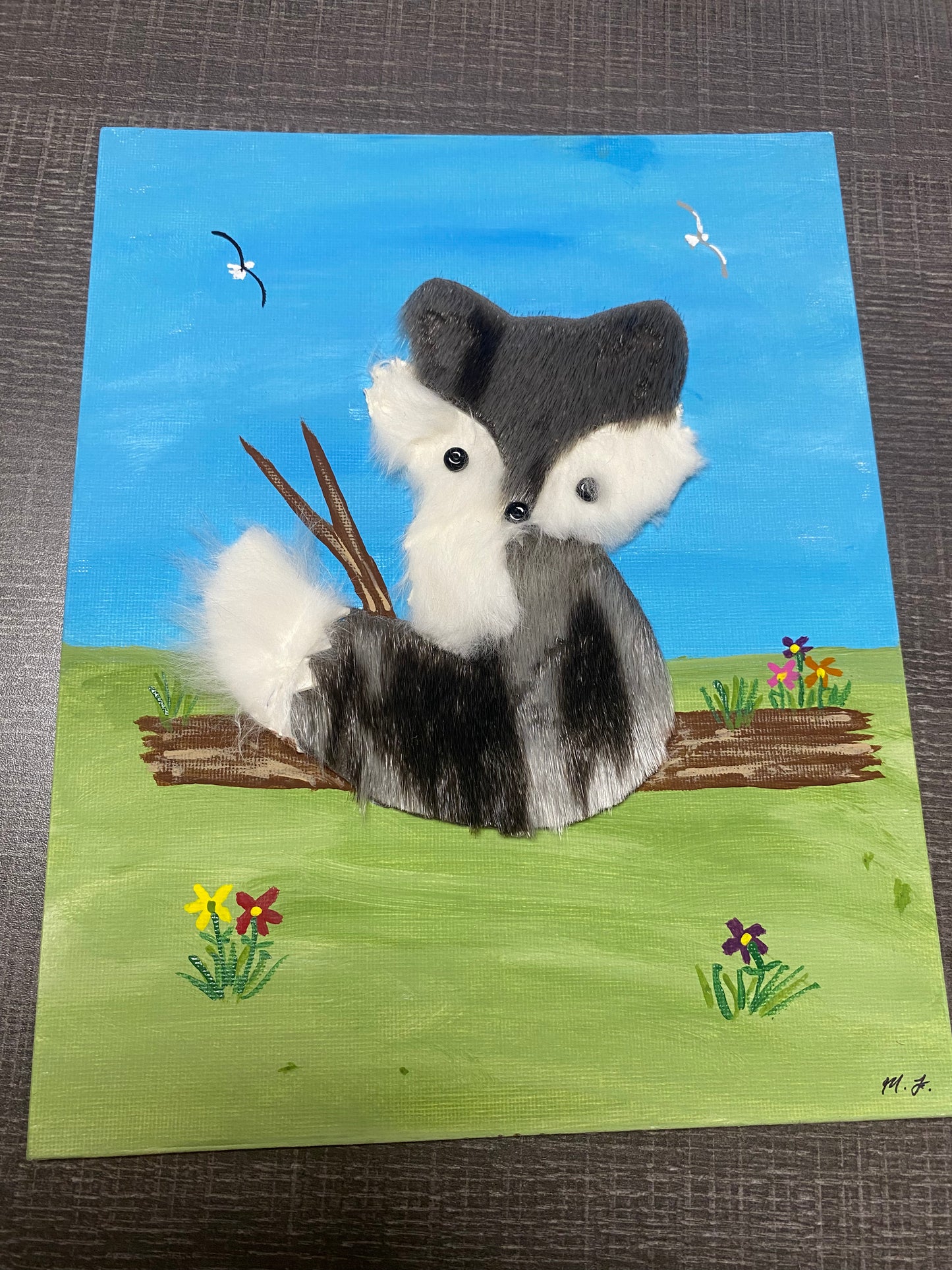 Painting w. sealskin & fur